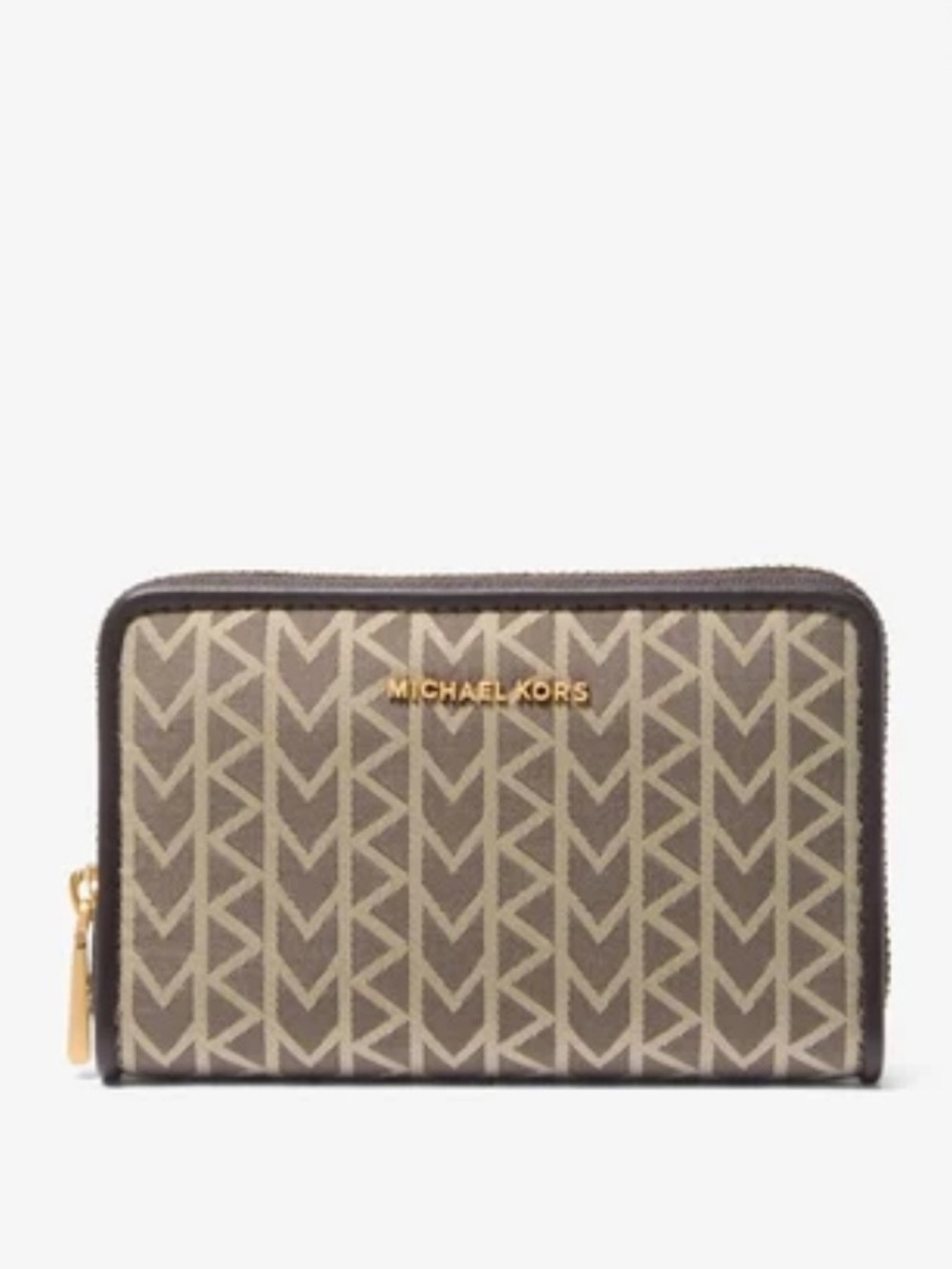 Michael Kors Black, Brown, and Beige Signature Jacquard Small Wallet